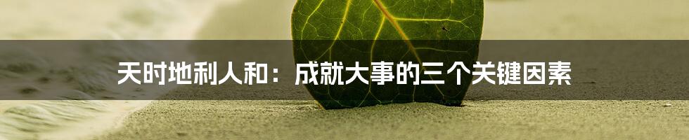 天时地利人和：成就大事的三个关键因素