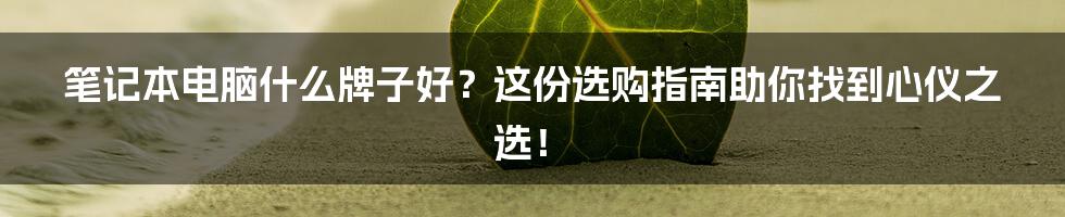 笔记本电脑什么牌子好？这份选购指南助你找到心仪之选！