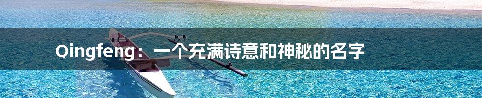 Qingfeng：一个充满诗意和神秘的名字