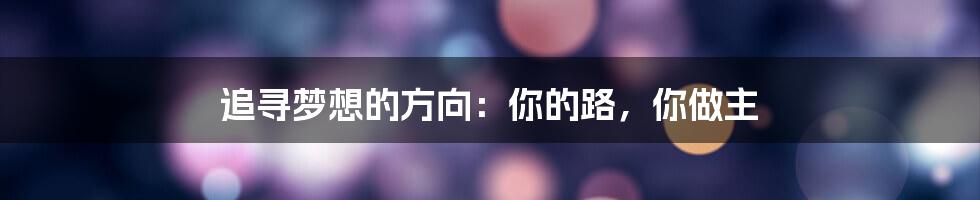 追寻梦想的方向：你的路，你做主