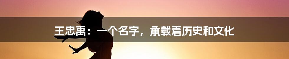 王忠禹：一个名字，承载着历史和文化