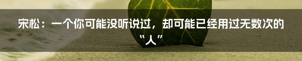 宋松：一个你可能没听说过，却可能已经用过无数次的“人”