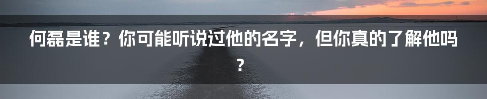 何磊是谁？你可能听说过他的名字，但你真的了解他吗？