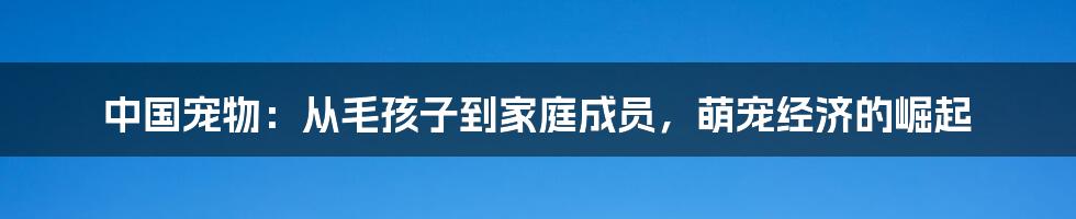 中国宠物：从毛孩子到家庭成员，萌宠经济的崛起