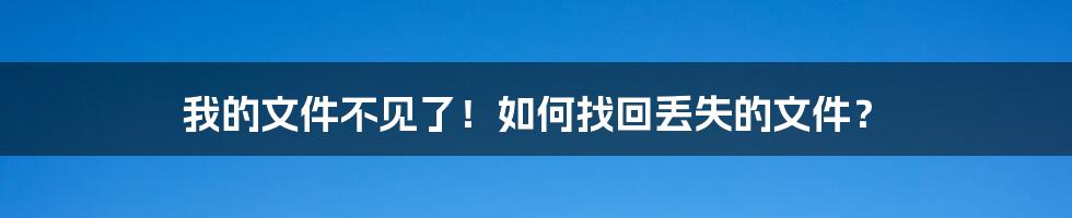 我的文件不见了！如何找回丢失的文件？