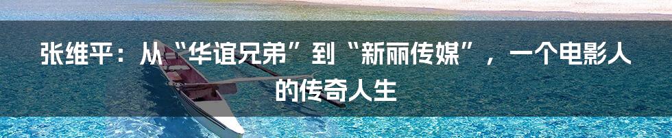 张维平：从“华谊兄弟”到“新丽传媒”，一个电影人的传奇人生