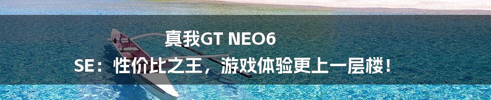 真我GT NEO6 SE：性价比之王，游戏体验更上一层楼！