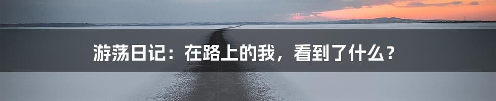 游荡日记：在路上的我，看到了什么？