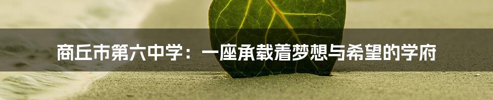 商丘市第六中学：一座承载着梦想与希望的学府