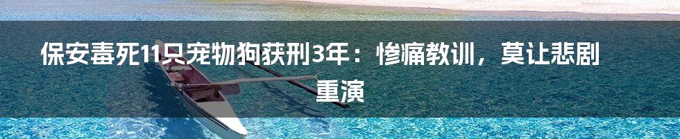 保安毒死11只宠物狗获刑3年：惨痛教训，莫让悲剧重演