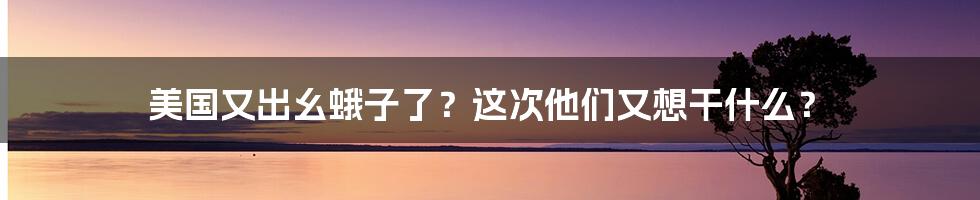 美国又出幺蛾子了？这次他们又想干什么？