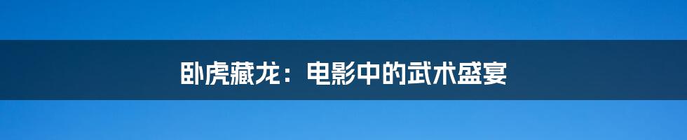 卧虎藏龙：电影中的武术盛宴