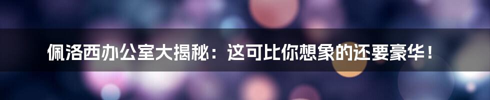 佩洛西办公室大揭秘：这可比你想象的还要豪华！