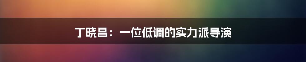 丁晓昌：一位低调的实力派导演