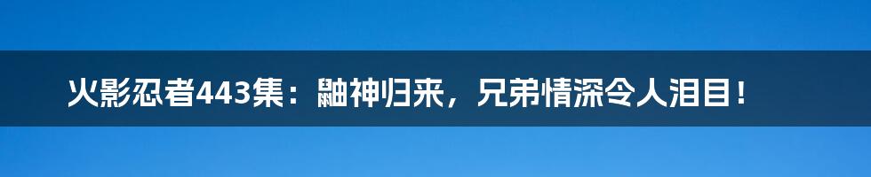 火影忍者443集：鼬神归来，兄弟情深令人泪目！