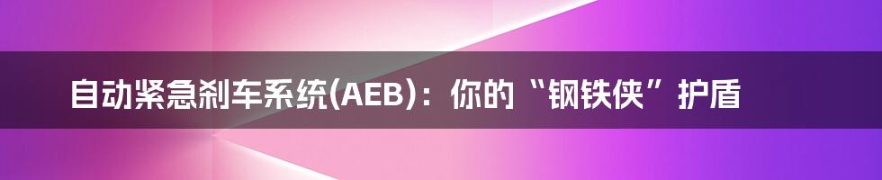 自动紧急刹车系统(AEB)：你的“钢铁侠”护盾