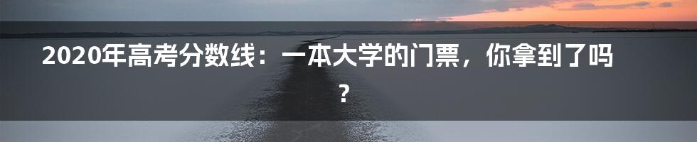 2020年高考分数线：一本大学的门票，你拿到了吗？