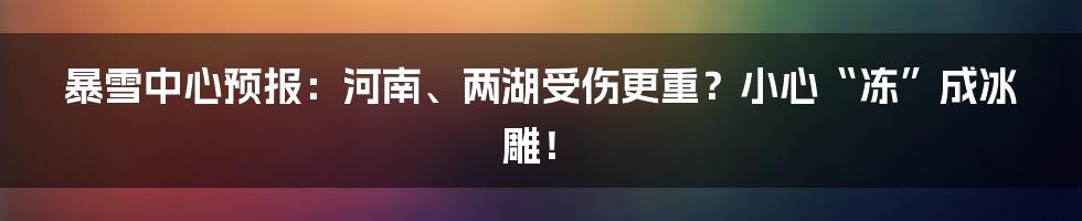 暴雪中心预报：河南、两湖受伤更重？小心“冻”成冰雕！