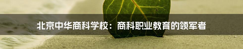 北京中华商科学校：商科职业教育的领军者