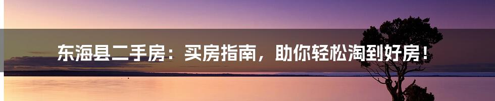 东海县二手房：买房指南，助你轻松淘到好房！