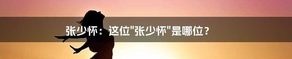 张少怀：这位"张少怀"是哪位？