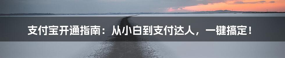 支付宝开通指南：从小白到支付达人，一键搞定！