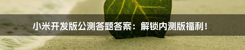 小米开发版公测答题答案：解锁内测版福利！