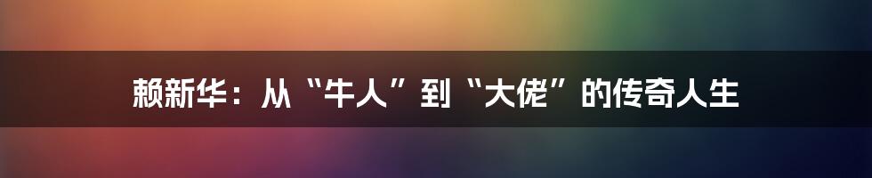 赖新华：从“牛人”到“大佬”的传奇人生