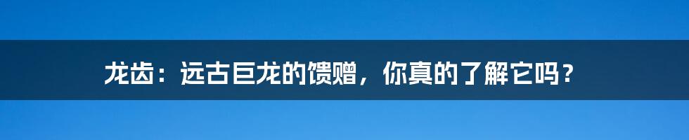 龙齿：远古巨龙的馈赠，你真的了解它吗？