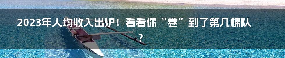 2023年人均收入出炉！看看你“卷”到了第几梯队？