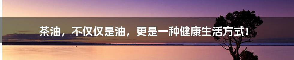 茶油，不仅仅是油，更是一种健康生活方式！