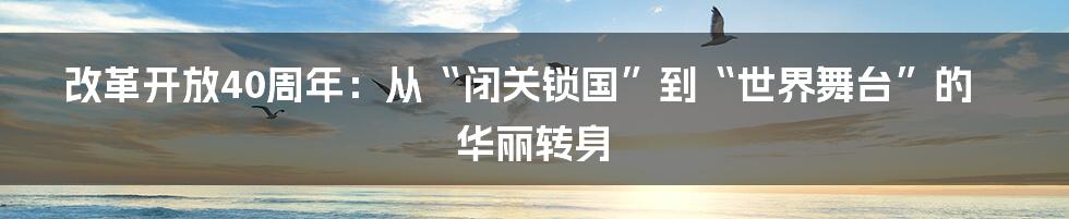 改革开放40周年：从“闭关锁国”到“世界舞台”的华丽转身