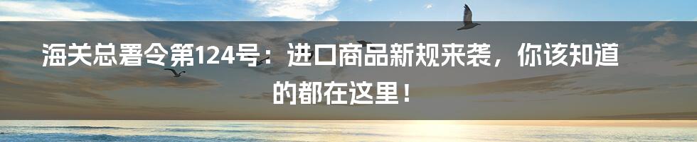 海关总署令第124号：进口商品新规来袭，你该知道的都在这里！