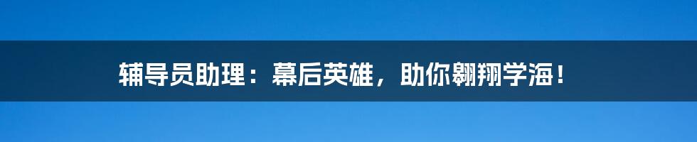 辅导员助理：幕后英雄，助你翱翔学海！