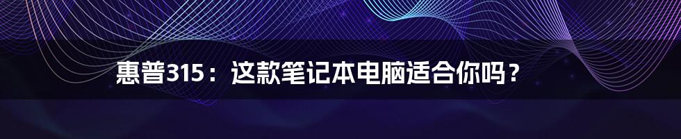 惠普315：这款笔记本电脑适合你吗？