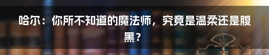 哈尔：你所不知道的魔法师，究竟是温柔还是腹黑？