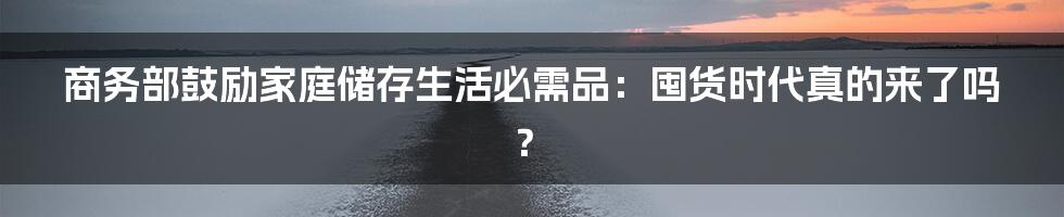 商务部鼓励家庭储存生活必需品：囤货时代真的来了吗？