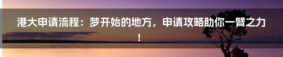 港大申请流程：梦开始的地方，申请攻略助你一臂之力！