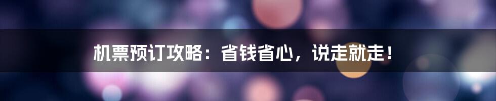 机票预订攻略：省钱省心，说走就走！