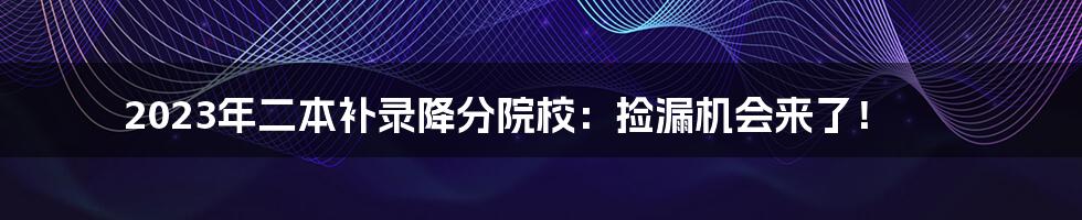 2023年二本补录降分院校：捡漏机会来了！