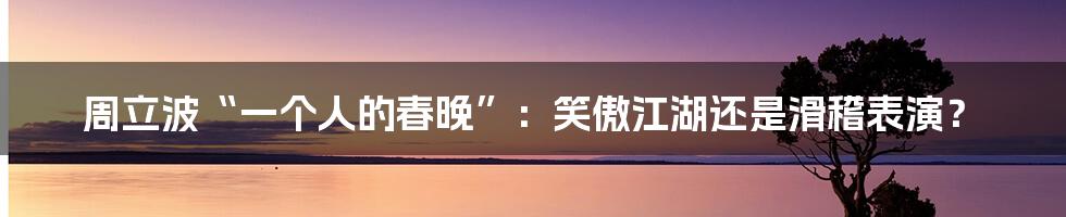 周立波“一个人的春晚”：笑傲江湖还是滑稽表演？