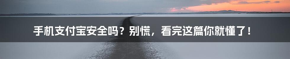 手机支付宝安全吗？别慌，看完这篇你就懂了！