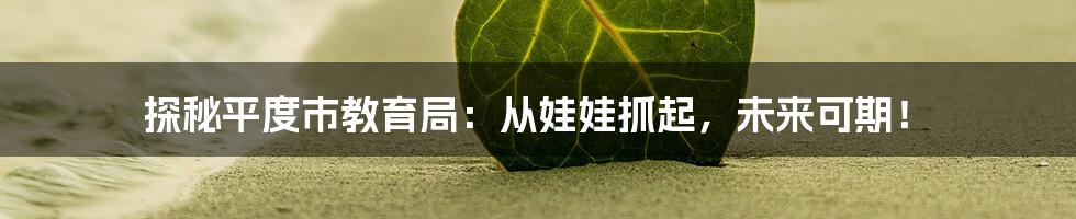 探秘平度市教育局：从娃娃抓起，未来可期！