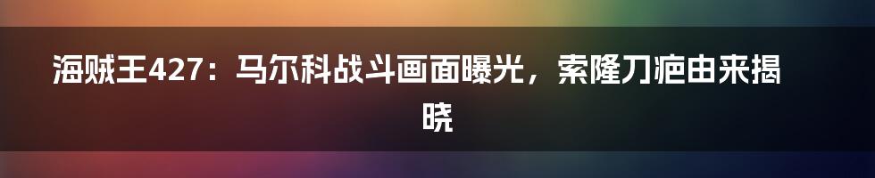 海贼王427：马尔科战斗画面曝光，索隆刀疤由来揭晓