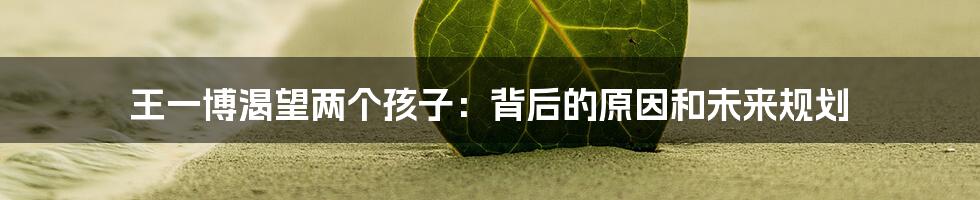 王一博渴望两个孩子：背后的原因和未来规划