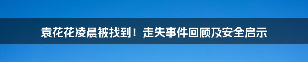 袁花花凌晨被找到！走失事件回顾及安全启示