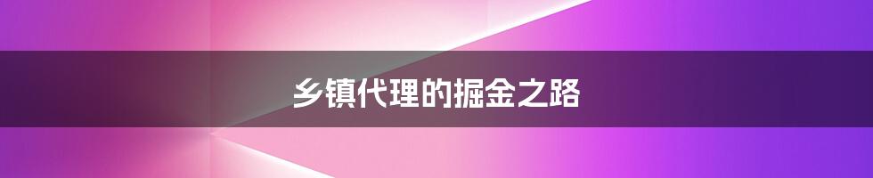 乡镇代理的掘金之路