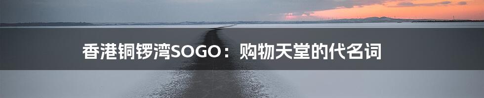 香港铜锣湾SOGO：购物天堂的代名词