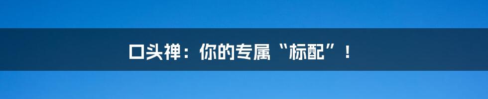 口头禅：你的专属“标配”！