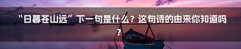 “日暮苍山远”下一句是什么？这句诗的由来你知道吗？